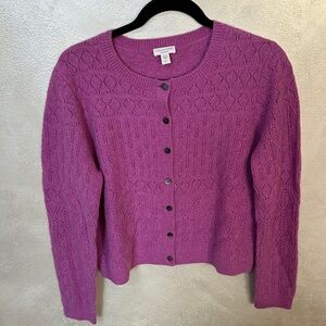 Garnet Hill Cashmere Purple Knit Cardigan sz medium